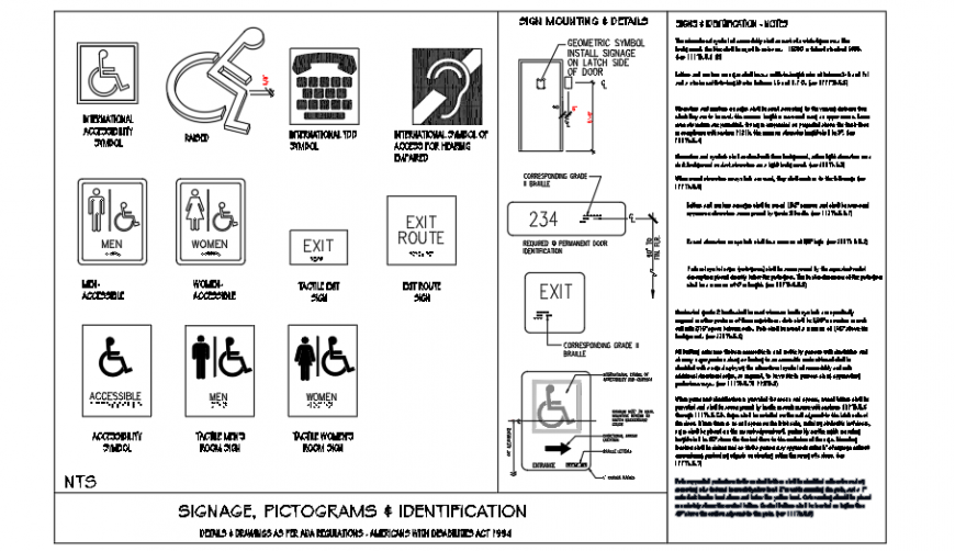 2D block of Signage & identification block design drawing