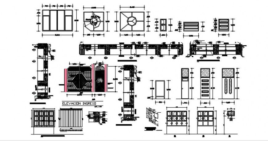 2d blocks of door window units CAD drawings dwg autocad file
