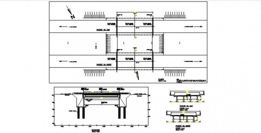 2d CAD construction blocks detailing of a bridge structure dwg file