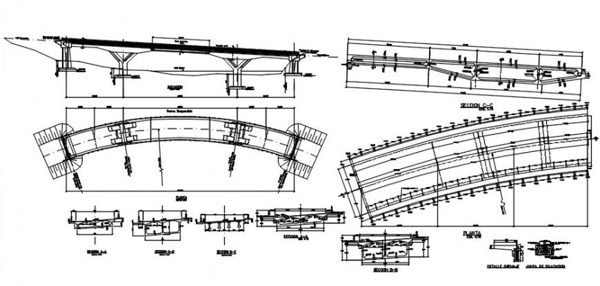 2d CAD construction details of bridge units dwg autocad file