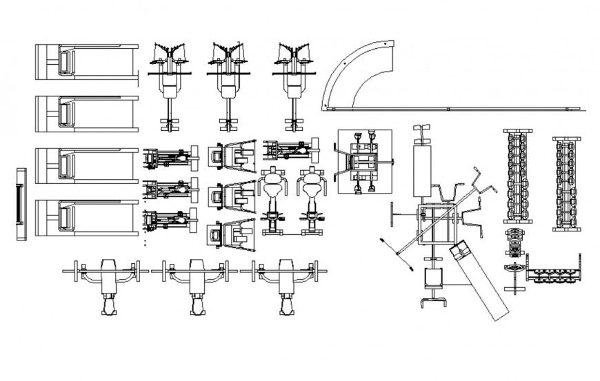 2d CAD drawing details of various gyming blocks dwg file