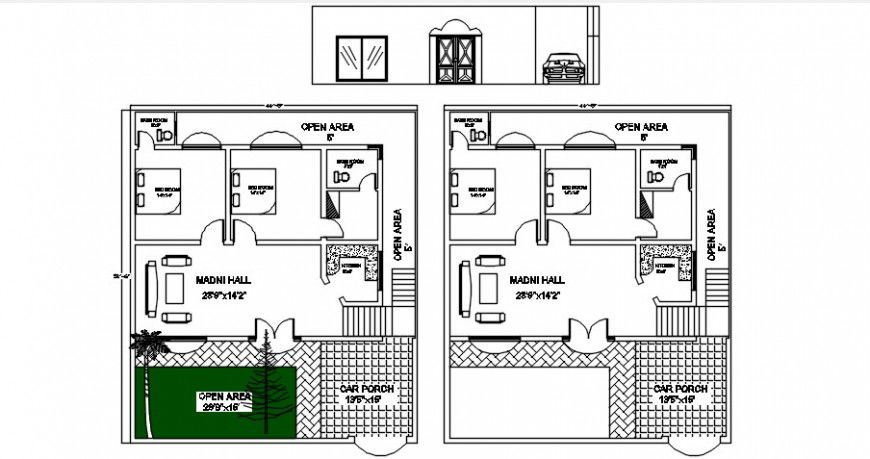 2d CAD drawings elevation and floor plan of house autocad file