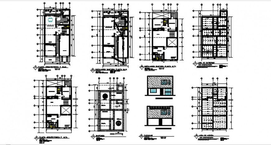 2d CAD apartment elevation and plan autocad software file