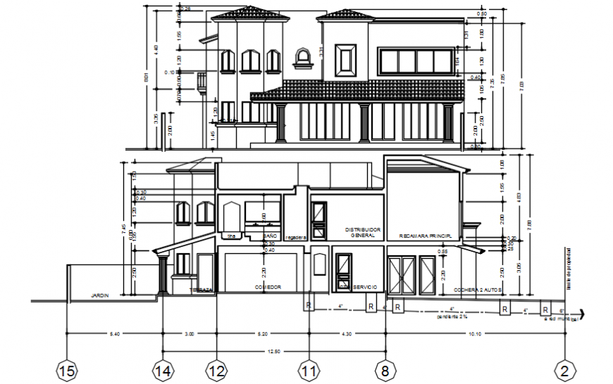 2d CAD blocks drawings of housing apartment elevation dwg file