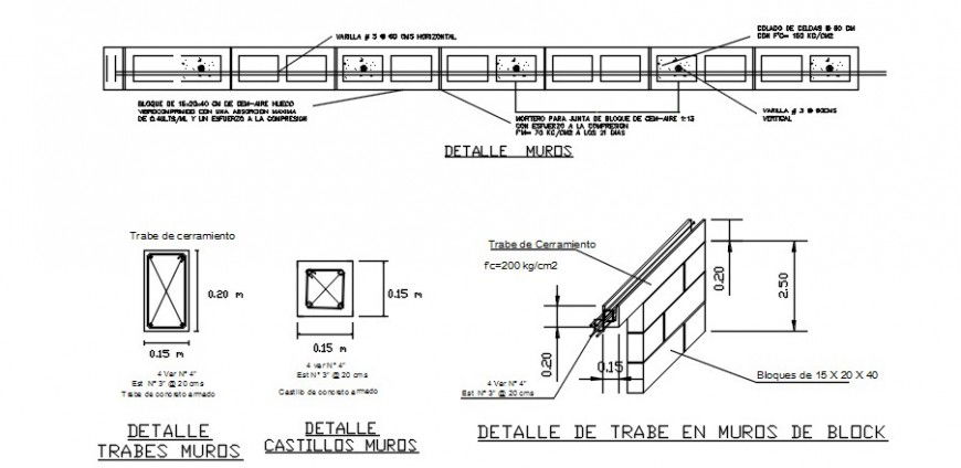 2d CAD brick masonry wall and RCC structure dwg autocad file