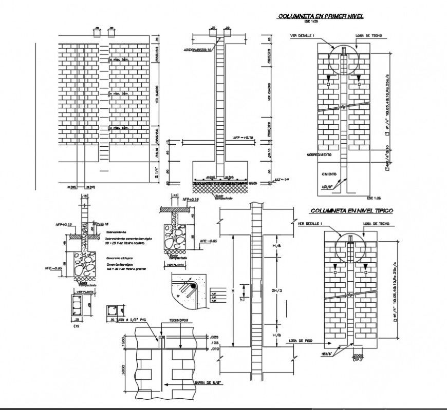 2d CAD construction details of column structural units autocad file