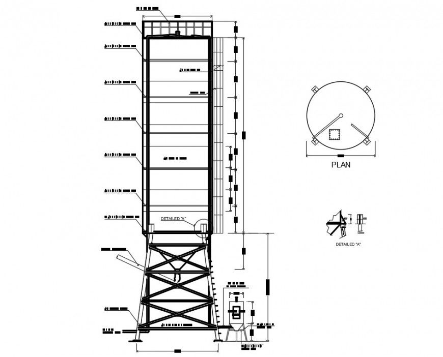 2d CAD construction details of plumbing water tank dwg file