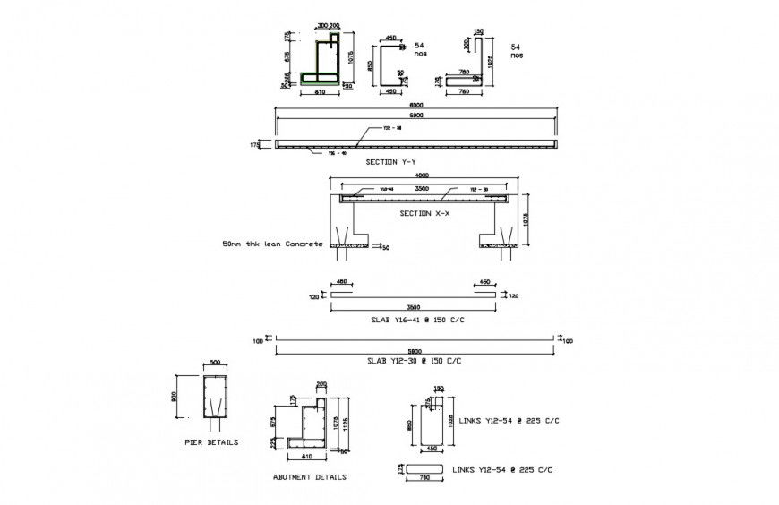 2d CAD construction details of RCC structure dwg autocad file