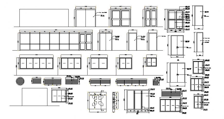 2d CAD design of door window blocks autocad software file