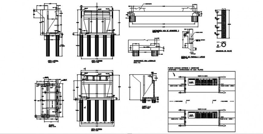 2d CAD detailing drawings of RCC bridge structure dwg file