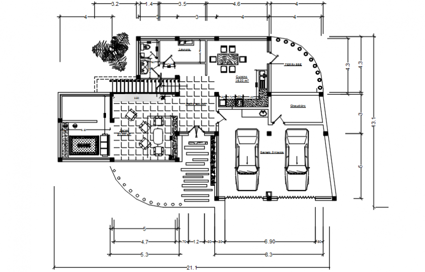 2d CAD drawing details of house layout plan autocad software file