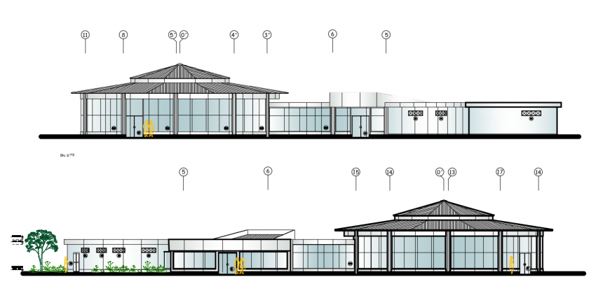 2d cad drawing elevation of restaurant autocad software