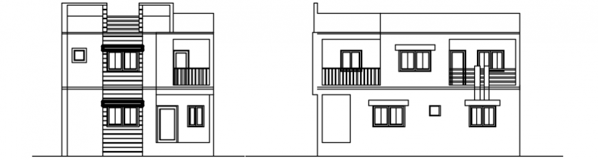 2d cad drawing elevation of two floors plan autocad software