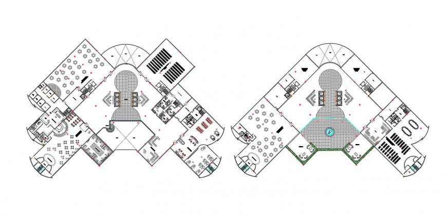 2d cad drawing of 5-star hotel floor top elevation autocad software