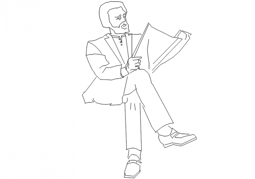 2d cad drawing of  male reader Autocad software