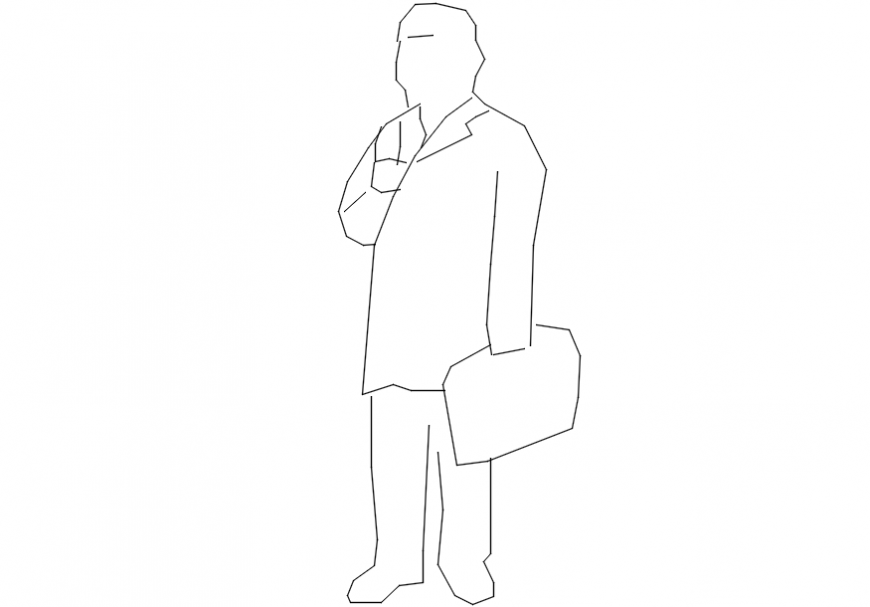 2d cad drawing of a male with briefcase Autocad software