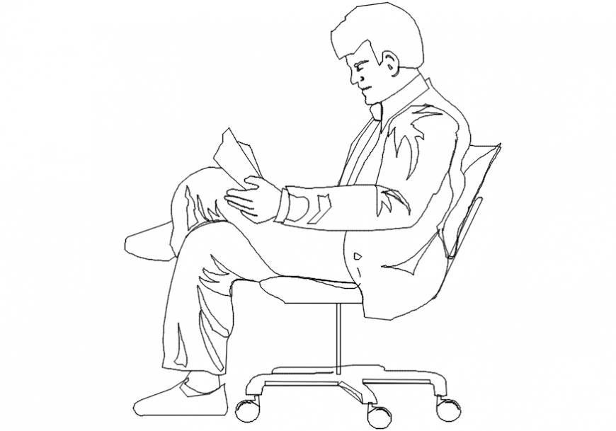 2d cad drawing of a man on office chair Autocad software