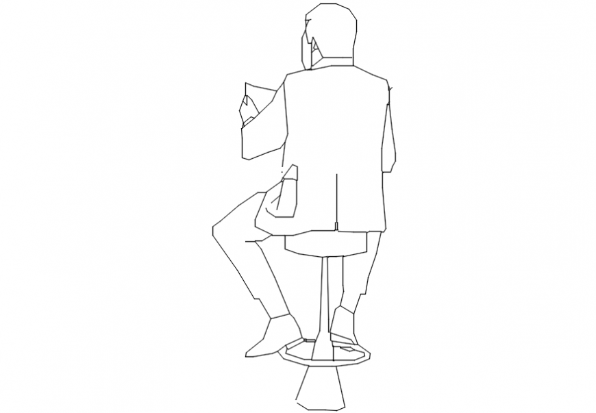 2d cad drawing of a man sitting in bar AutoCAD software