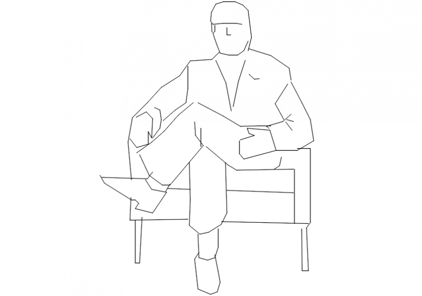 2d cad drawing of a man sitting on bench Autocad software