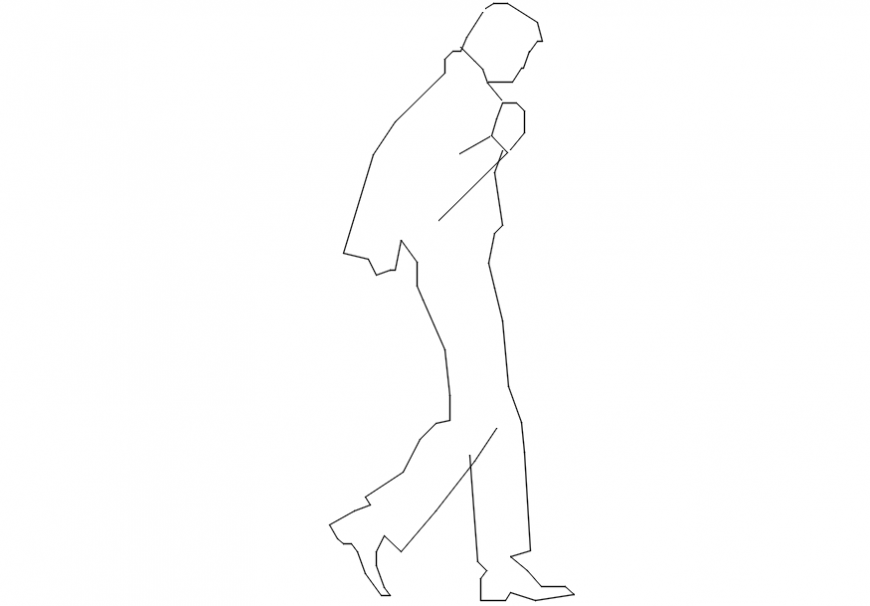 2d cad drawing of a man with a jacket over the shoulder AutoCAD software.