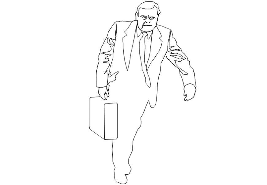 2d cad drawing of a man with briefcase AutoCAD software