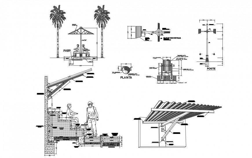 2d cad drawing of a mini sports complex with roof detailing