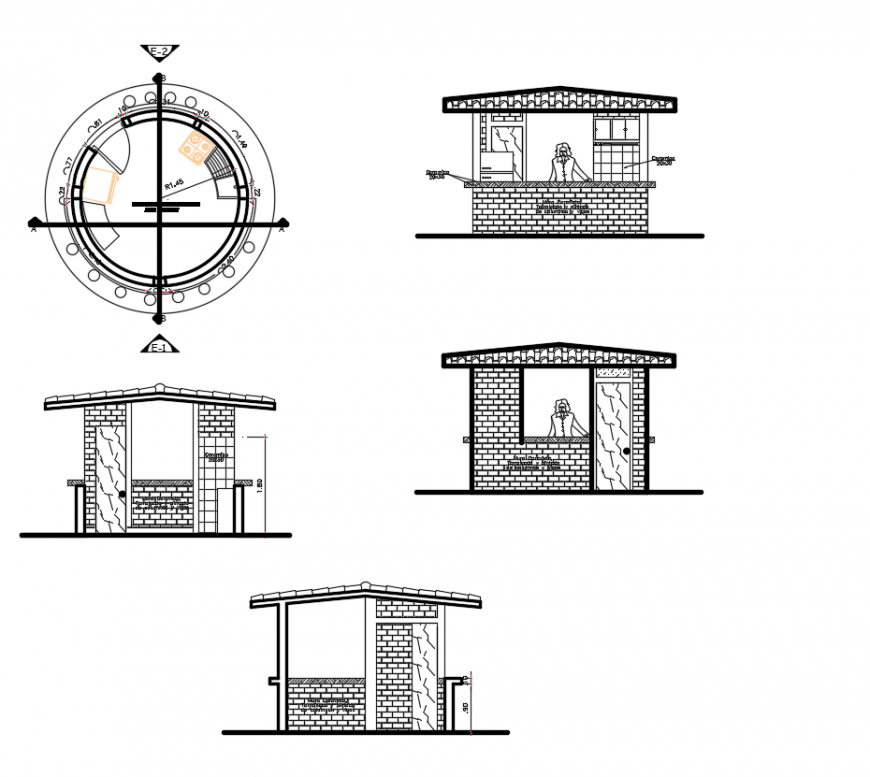 2d cad drawing of a section of sports club autocad software