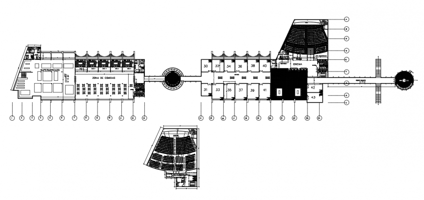 2d cad drawing of aero center floor autocad software