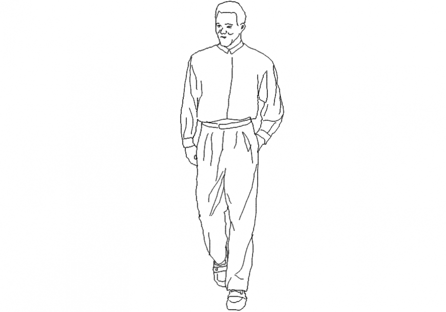 2d cad drawing of an old man  AutoCAD software