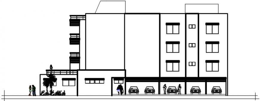 2d cad drawing of apartment exterior autocad software