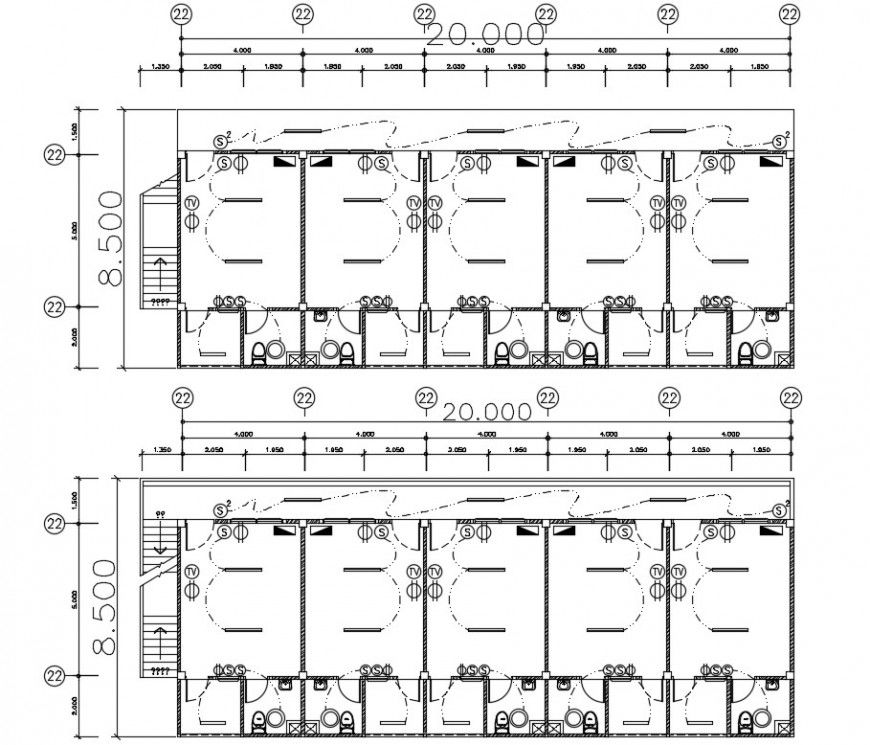 2d cad drawing of apartment flat section autocad file