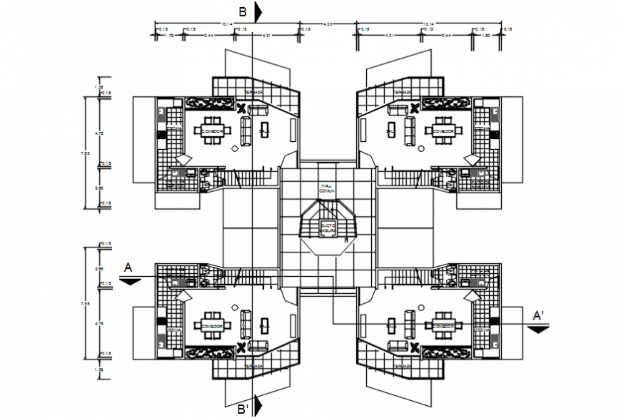 2d cad drawing of apartment floor 2 autocad software