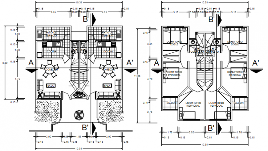 2d cad drawing of apartment floor 4 autocad software