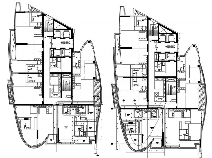 2d cad drawing of apartment floor building