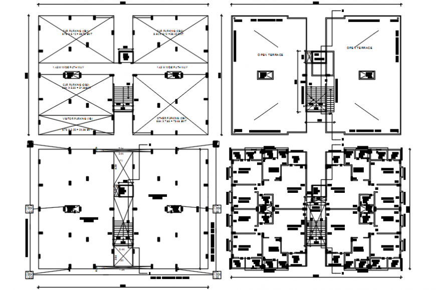 2D cad drawing of apartment floor plan Auto CAD software