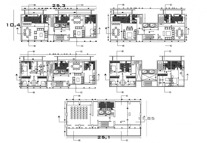 2d cad drawing of apartment house floor plan autocad software