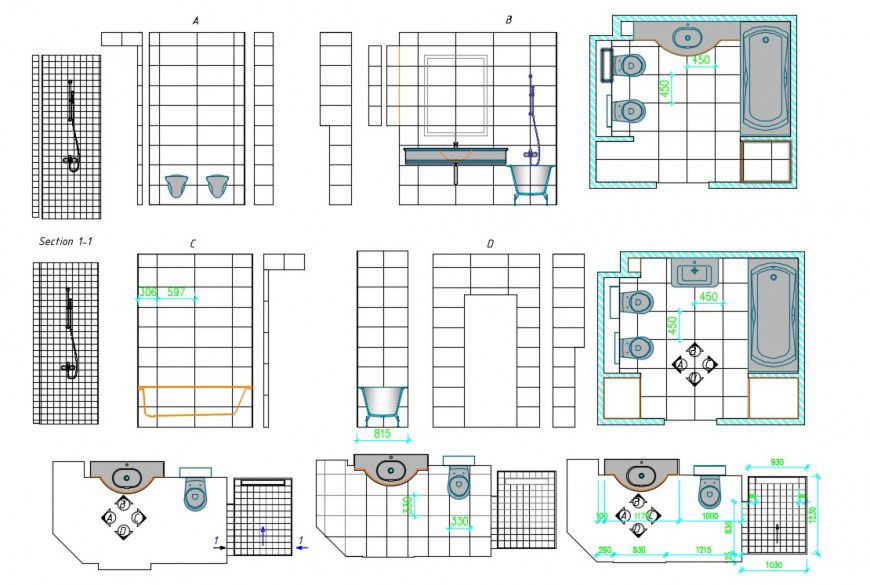 2d cad drawing of apartment luxury toilet autocad software