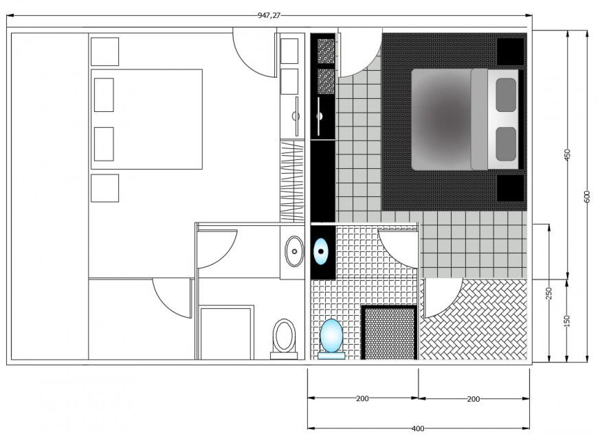 2d cad drawing of apartment room autocad file