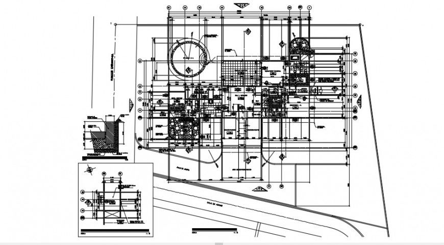 2d cad drawing of architecture building layout plan