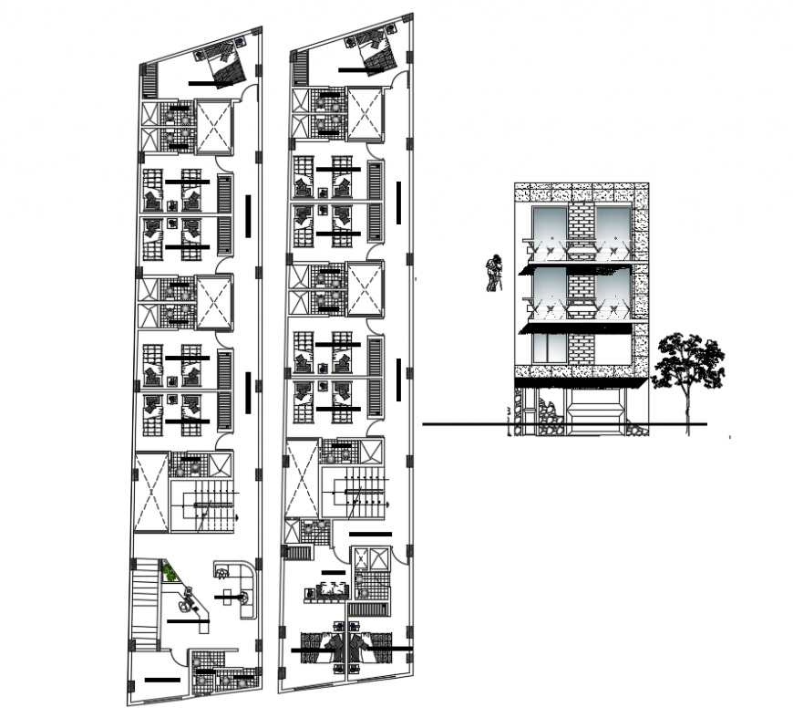2d cad drawing of architecture hotel autocad software