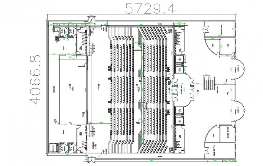2d cad drawing of auditorium elevation autocad file