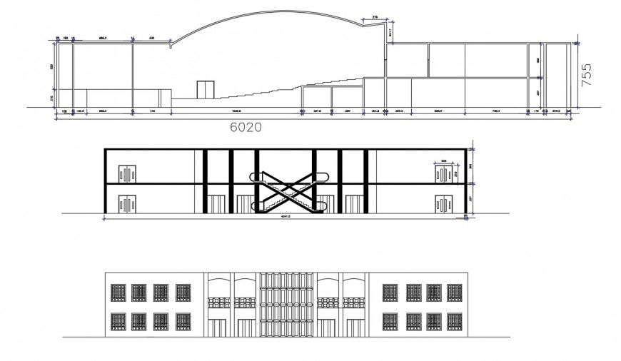 2d cad drawing of auditorium exterior autocad file