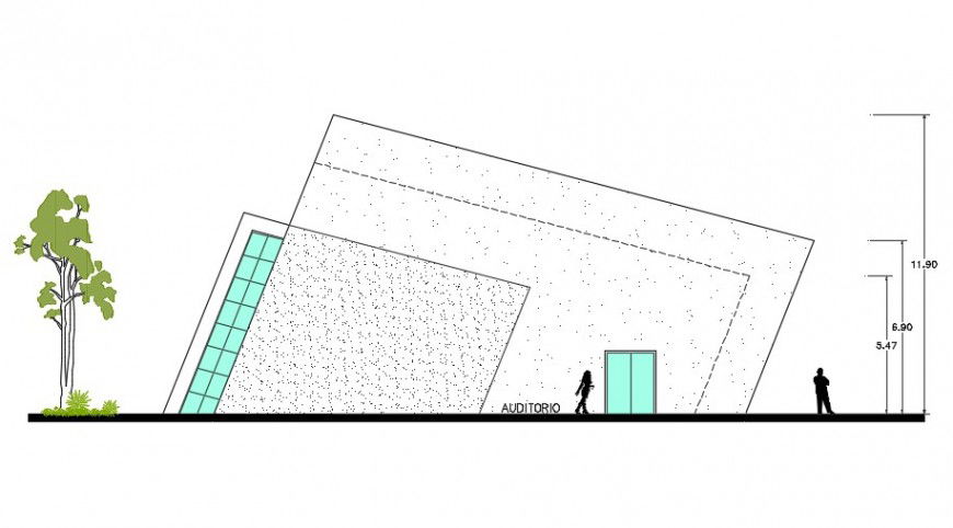 2d cad drawing of auditorium outer plex exterior autocad software