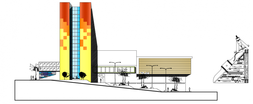 2d cad drawing of back elevation exterior auto cad software