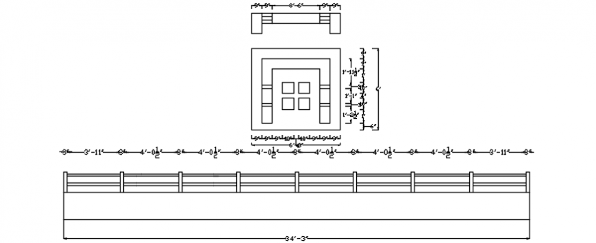 2d cad drawing of balcony front Autocad software