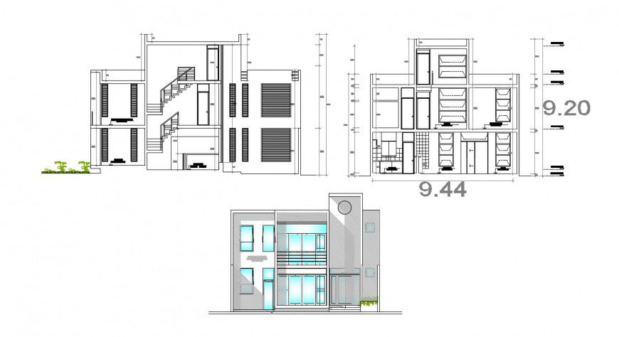 2d cad drawing of banking housing exterior AutoCAD software