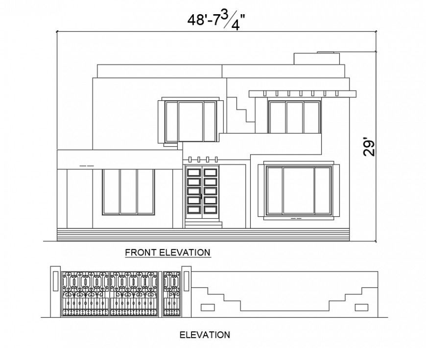 2d cad drawing of basher front elevation auto cad software
