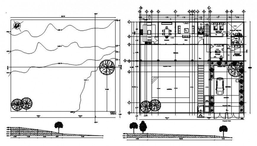 2d cad drawing of basic structure house autocad file