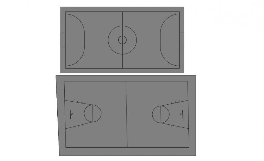 2d cad drawing of basketball  pitch court autocad software