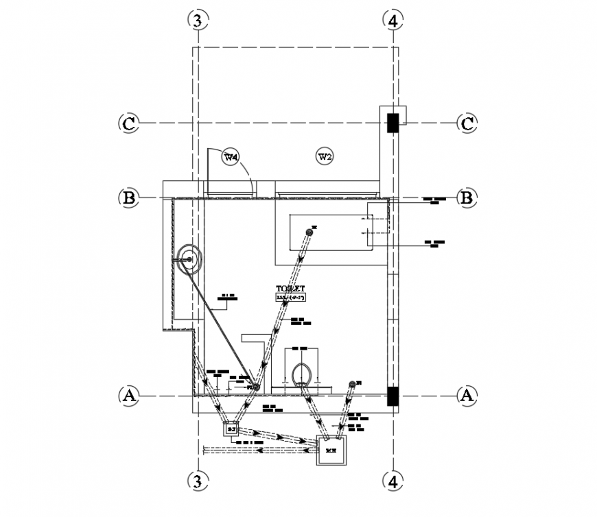 2d cad drawing of bathroom details autocad software